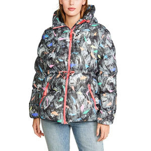 New HUNTER Medium Original A-Line Puffer Jacket Hooded Storm Camo Print Heavy M